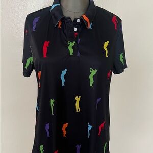 Multicolor Golf Silhouette Unisex Golf Polo Shirt